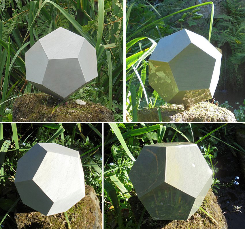 Geometric stone sculpture Dodecahedron 2