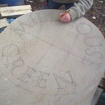 Geometric stone sculpture village waymarker stone - 24