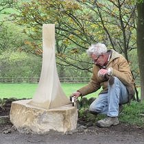 Geometric stone sculpture village waymarker stone - 45