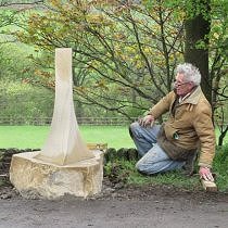 Geometric stone sculpture village waymarker stone - 46