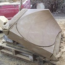 Geometric stone sculpture village waymarker stone - 9