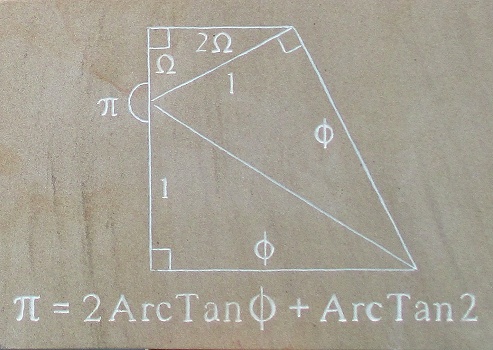 Phi and Pi II engraved sandstone