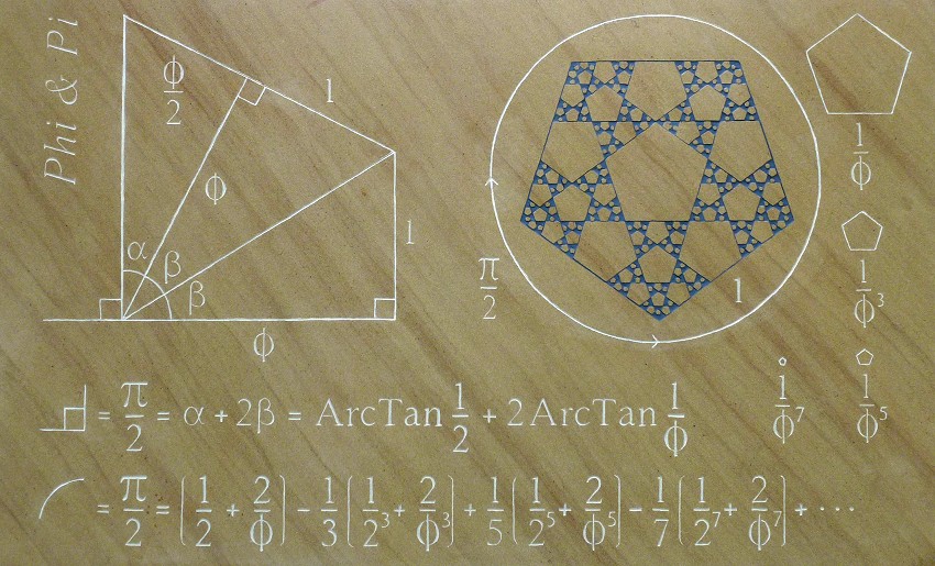 Phi and Pi III engraved sandstone